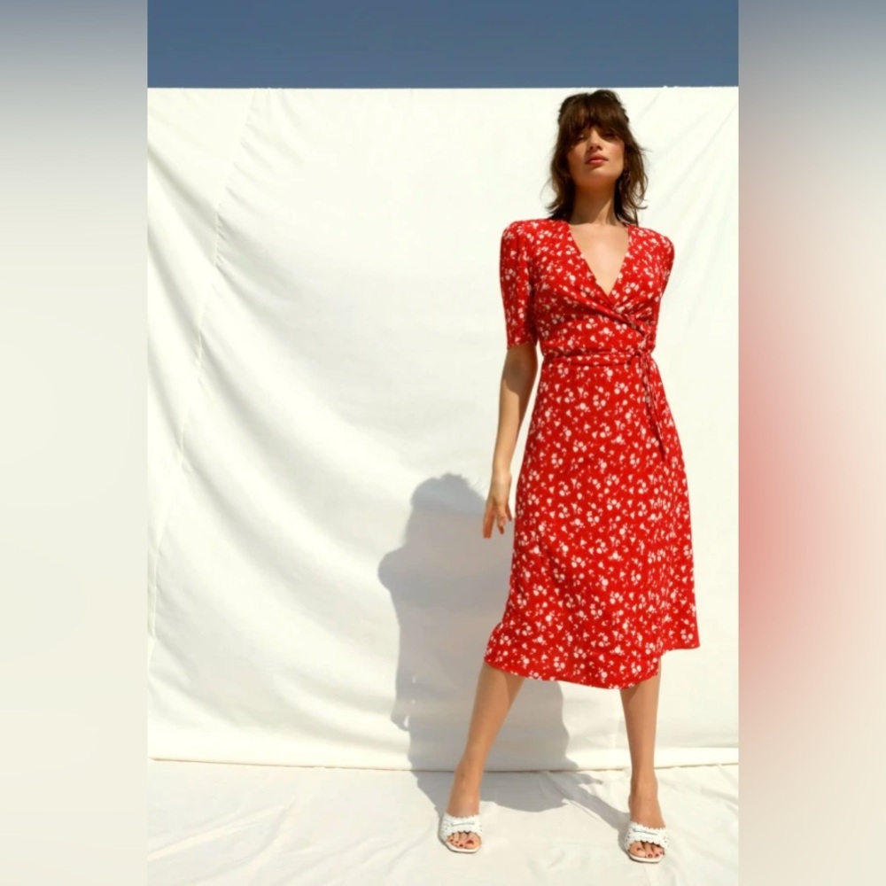 Rouje Red Floral Midi Dress